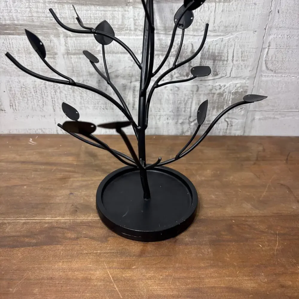 Black Metal Tree Jewelry Hanger Organizer